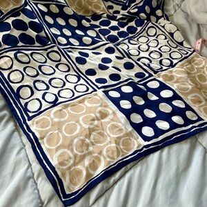 Vera  Navy and Beige Polka Dot Scarf Square
